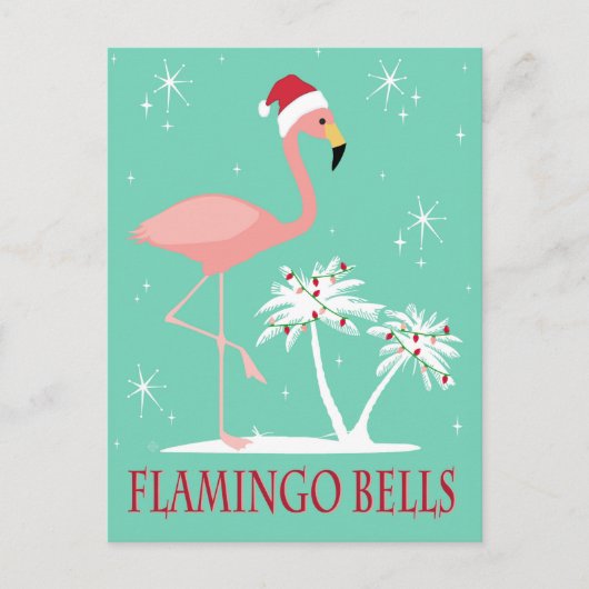 MODERNER VINTAGER RETRO WEIHNACHTSflamingo Postkarte (Vorderseite)