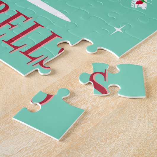 MODERNER VINTAGER RETRO WEIHNACHTSflamingo Puzzle (Seite)