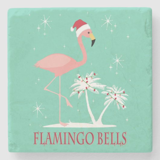 MODERNER VINTAGER RETRO WEIHNACHTSflamingo Steinuntersetzer (Vorderseite)