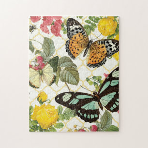 moderner Vintager Schmetterlingsgarten Puzzle