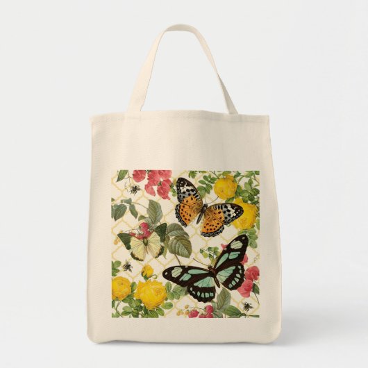 moderner Vintager Schmetterlingsgarten Tragetasche (Vorne)
