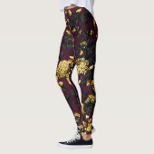 Moderner Vintager Schwarz-weißer Goldener Maroon Leggings (Links)