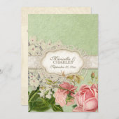 Moderner Vintager Spitze-Tee befleckte Rosen des Menükarte (Vorne/Hinten)