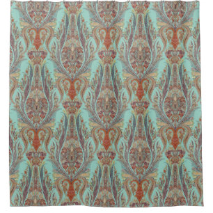 Moderner Vintager Türkis Kaschmirs Paisley Duschvorhang