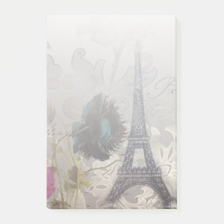 moderner Vintager Turm Paris Eiffel des grauen Post-it Klebezettel
