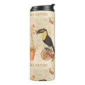 Moderner Vintager Vogel Rosa Blume Butterfly Thermosbecher (Nach links gedreht)