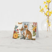 Moderner Vintager Waldfuchs Karte (Gelbe Blume)