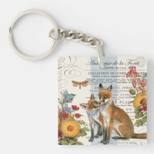 Moderner Vintager Waldfuchs Schlüsselanhänger