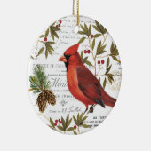 Moderner Vintager WaldKardinal Keramik Ornament (Rechts)