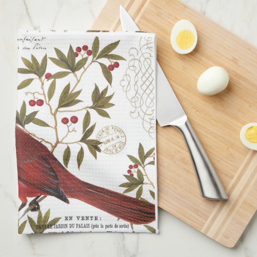 moderner Vintager Winter-Kardinal Küchentuch (Viertel Falte)