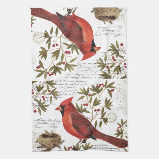 moderner Vintager Winter-Kardinal Küchentuch (Vertikal)