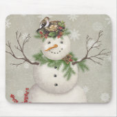 moderner Vintager Wintergarten Snowman Mousepad (Vorne)