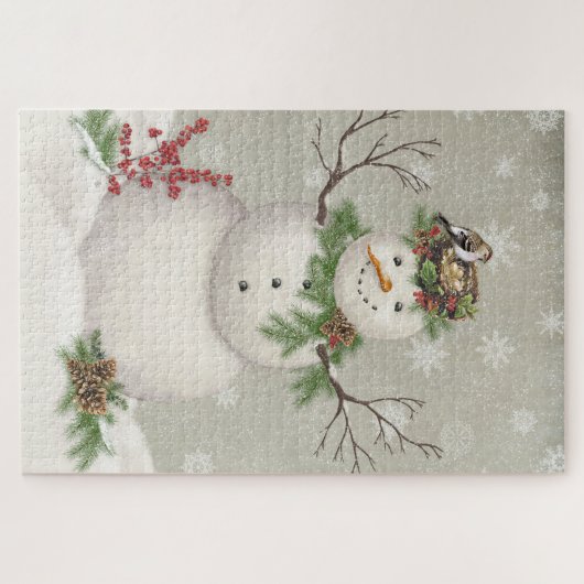 moderner Vintager Wintergarten Snowman Puzzle (Horizontal)