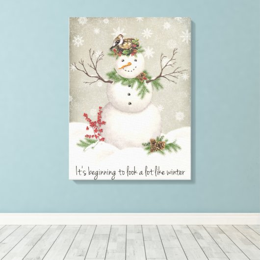 moderner Vintager Wintergartenschneefahrer Leinwanddruck (Insitu (Holzboden))