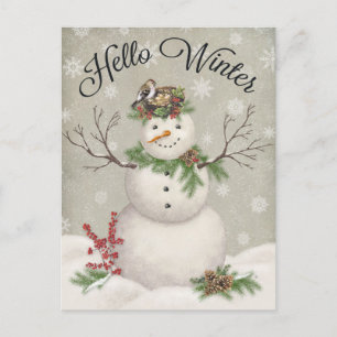 moderner Vintager Wintergartenschneefahrer Postkarte