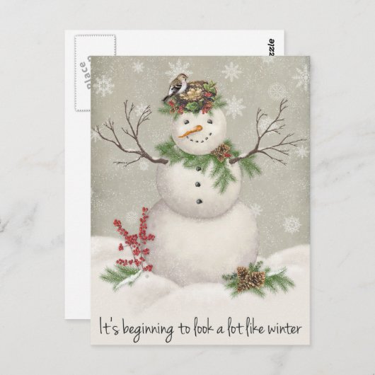moderner Vintager Wintergartenschneefahrer Postkarte (Vorne/Hinten)