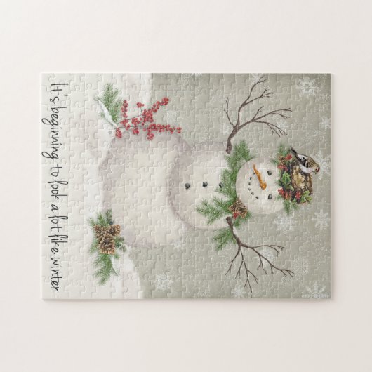 moderner Vintager Wintergartenschneefahrer Puzzle (Horizontal)