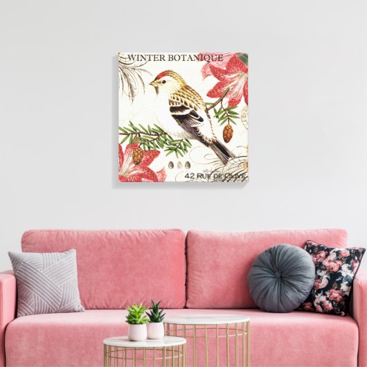 moderner Vintager Wintervogel Leinwanddruck (Insitu (Wohnzimmer))