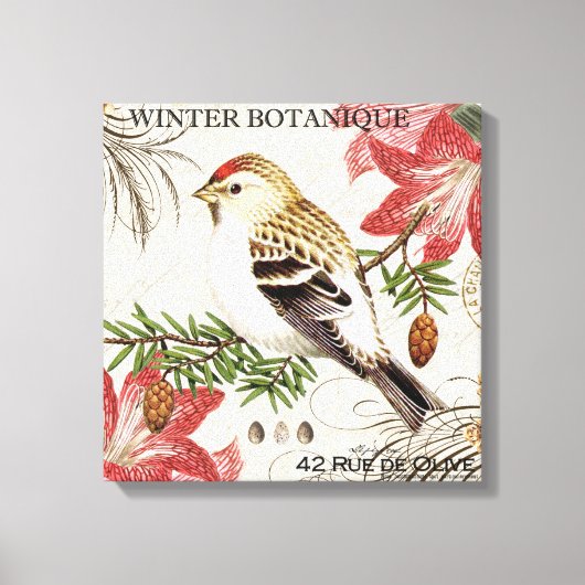 moderner Vintager Wintervogel Leinwanddruck (Vorderseite)