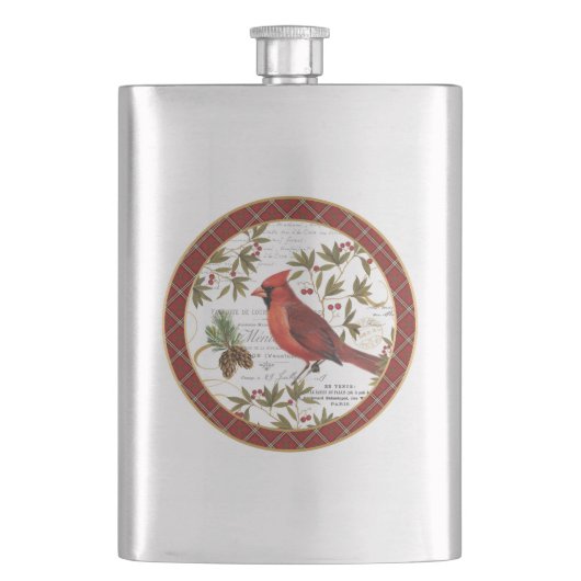 moderner Vintager Winterwald Kardinal Flachmann (Vorderseite)