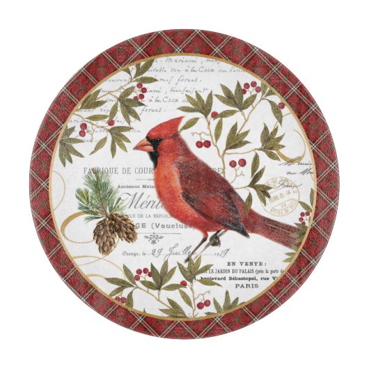 moderner Vintager Winterwald Kardinal Schneidebrett (Vorderseite)