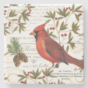moderner Vintager Winterwald Kardinal Steinuntersetzer