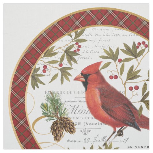 moderner Vintager Winterwald Kardinal Stoff (Muster)