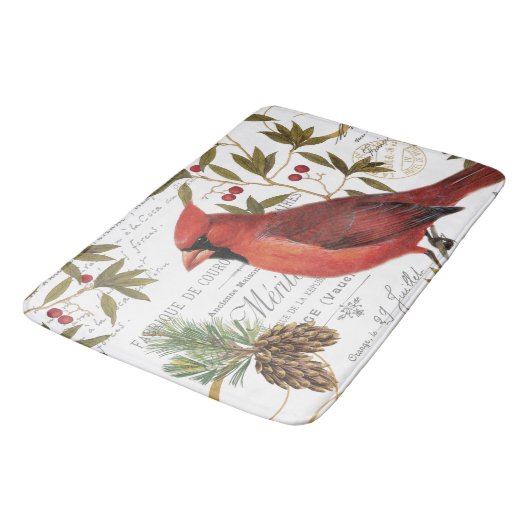 moderner Vintager WinterwaldKardinal Badematte (Schrägansicht)