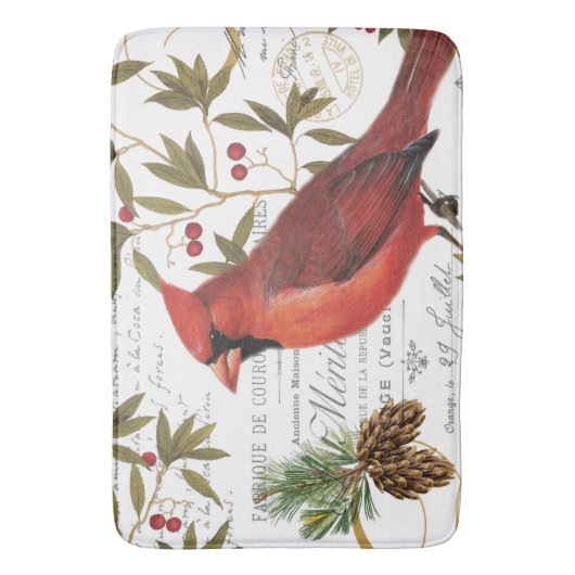 moderner Vintager WinterwaldKardinal Badematte (Vorderseite Vertikal)