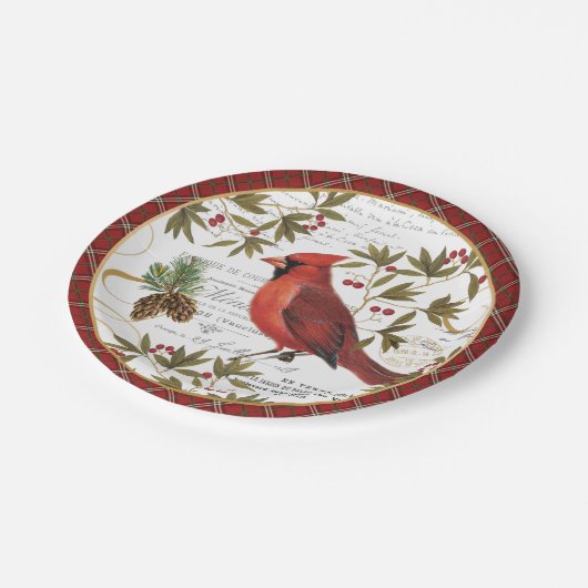 moderner Vintager WinterwaldKardinal Pappteller (Schrägansicht)