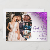 Moderner Violet Magenta Lila QR Code Retro Glitzer Dankeskarte (Vorderseite)