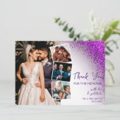 Moderner Violet Magenta Lila QR Code Retro Glitzer Dankeskarte (Stehend Vorderseite)