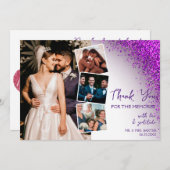 Moderner Violet Magenta Lila QR Code Retro Glitzer Dankeskarte (Vorne/Hinten)