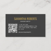 Moderner Visagist QR-Code grau gold Visitenkarte (Rückseite)