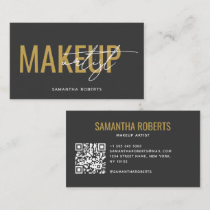 Moderner Visagist QR-Code grau gold Visitenkarte
