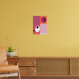 Moderner Vogel-Farbblock Rosa Orange Poster