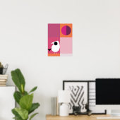 Moderner Vogel-Farbblock Rosa Orange Poster (Heimbüro)