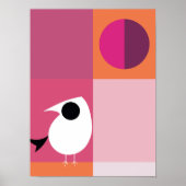 Moderner Vogel-Farbblock Rosa Orange Poster (Vorne)