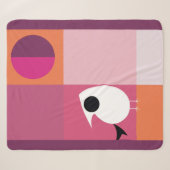 Moderner Vogel-Farbblock Rosa Orangenblanke Sherpadecke (Vorderseite (Horizontal))