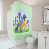 Moderner Vogel mit Iris Blume Blumenmuster Duschvorhang (Beispiel)