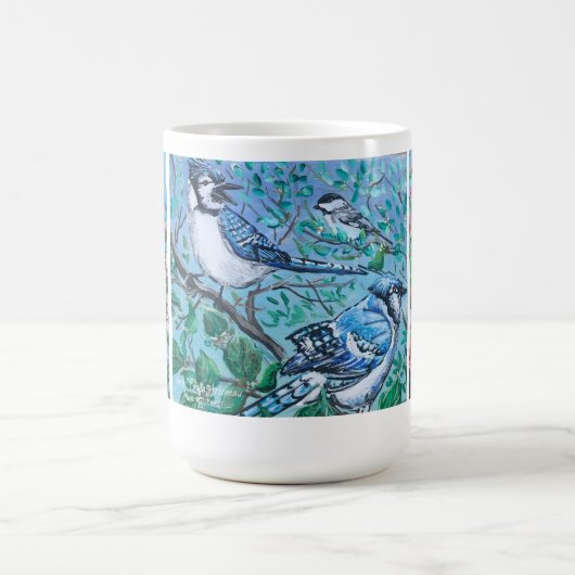 Moderner Vogel sieht Blue Jay Gelb Finish zu Verwandlungstasse (Zentrum)