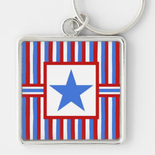 Moderner Volkskunst-amerikanischer patriotischer Schlüsselanhänger
