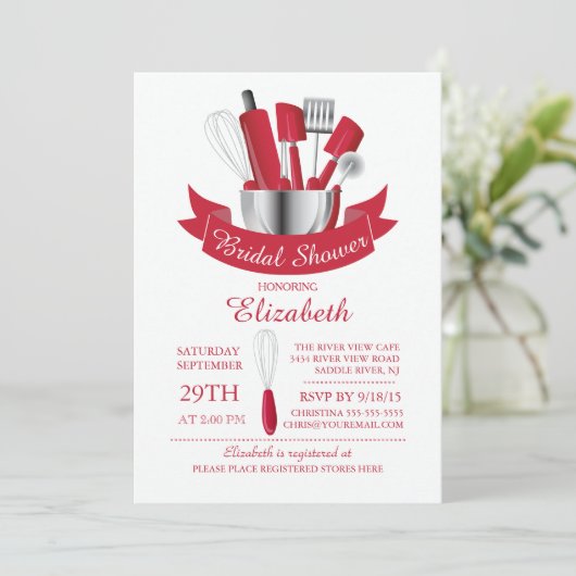 Moderner Vorrat die Küchen-Brautparty-Einladung Einladung (Stehend Vorderseite)