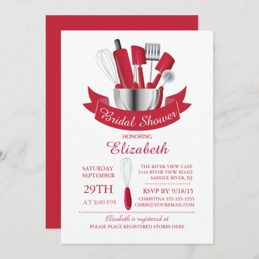 Moderner Vorrat die Küchen-Brautparty-Einladung Einladung (Vorne/Hinten)