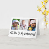 Moderner Vorschlag für 3 Foto-Godeltern Karte (Gelbe Blume)