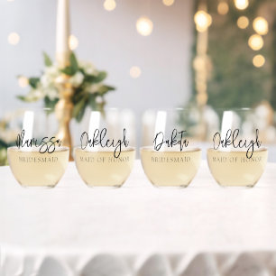 Moderner Vorschlag für eine Personalisierte Brides Weinglas Ohne Stiel