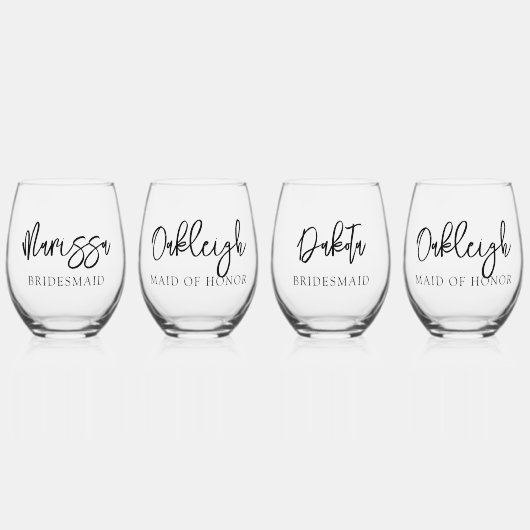 Moderner Vorschlag für eine Personalisierte Brides Weinglas Ohne Stiel (Vorderseite)