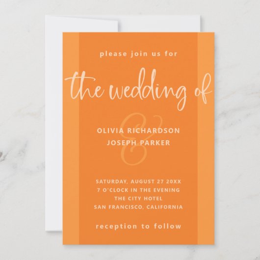 Moderner Vorschlag| Papaya Orange Hochzeit Einladung (Vorderseite)
