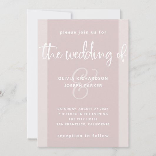 Moderner Vorschlag| Rosa Hochzeit Einladung (Vorderseite)
