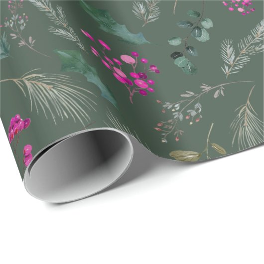 Moderner Wald Grüner Urlaub Geschenkpapier (Rolleneckpunkt)